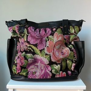 Nena & Co’s The Perfect Bag (TPB) Floral in Black Leather (One of A Kind)
